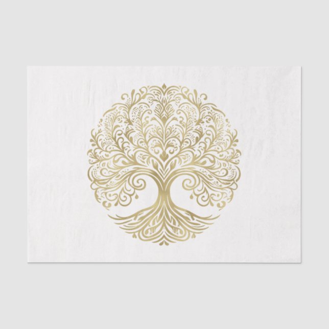 Papier Mousseline Arbre de vie Cream & Gold Celtic Mariage (Recto)