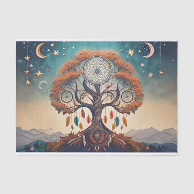 Papier Mousseline Arbre de vie, DreamCatcher Vision dans les nuages (Recto)