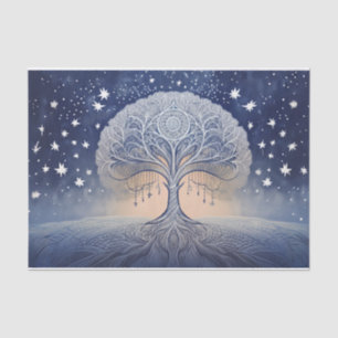 Papier Mousseline Arbre de vie hivernal, étoiles et esprits givrés