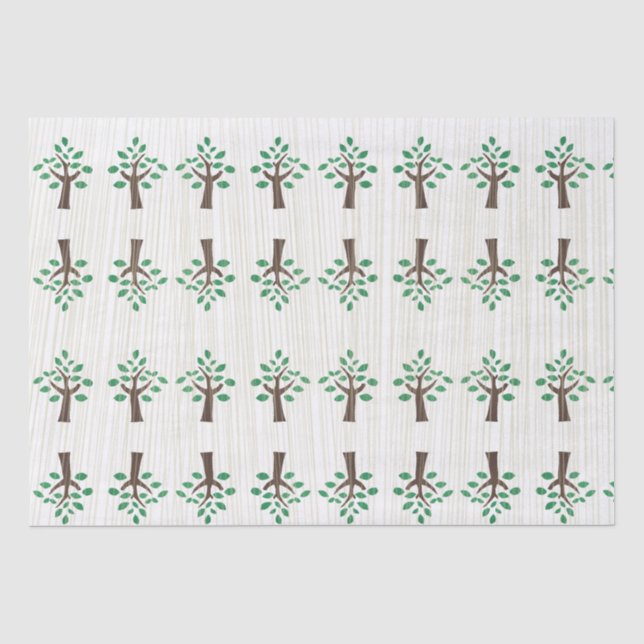 Papier Mousseline Arbre de vie Vert et Brown (Recto)