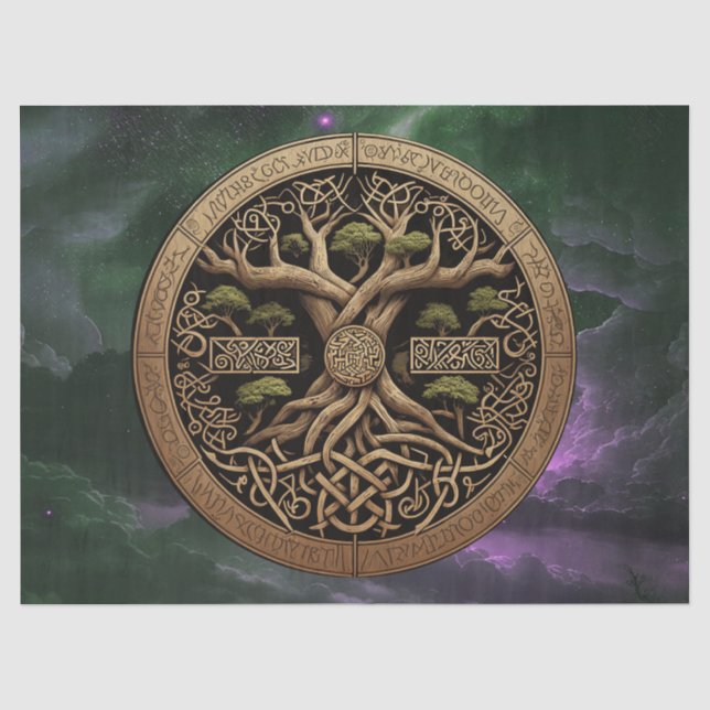 Papier Mousseline Arbre de vie Yggdrasil Découpage (Recto)