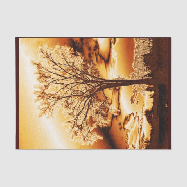 Papier Mousseline Arbre d'or moulé d'automne (Recto)