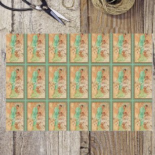 Papier Mousseline Arbre doré vert vintage Art déco