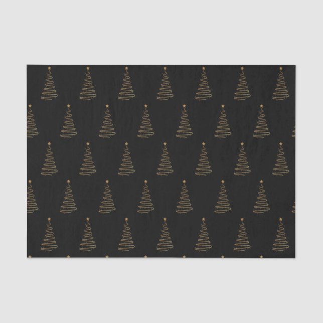 Papier Mousseline Arbre noir et or élégant de Noël (Recto)