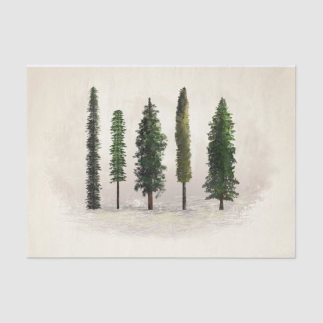 Papier Mousseline Arbres de la forêt verte vintage mariage rustique  (Recto)