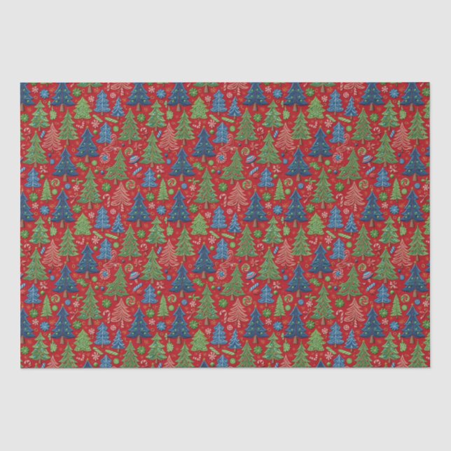 Papier Mousseline Arbres de Noël (Recto)