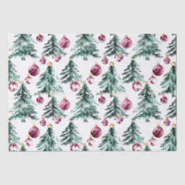 Papier Mousseline Arbres de Noël Bourgogne verte
