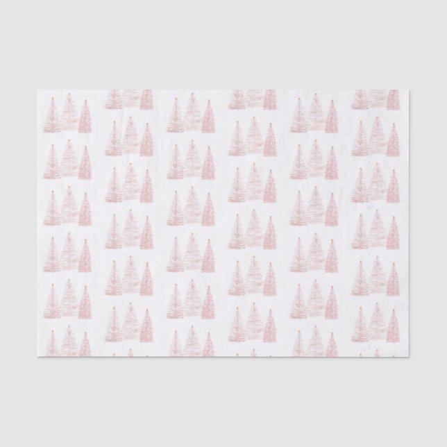 Papier Mousseline Arbres de Noël en or rose (Recto)