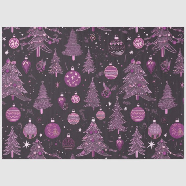 Papier Mousseline Arbres de Noël et ornements Noël (Recto)