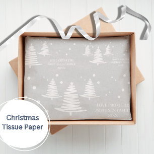 Papier Mousseline Arbres de Noël minimalistes blancs en argent