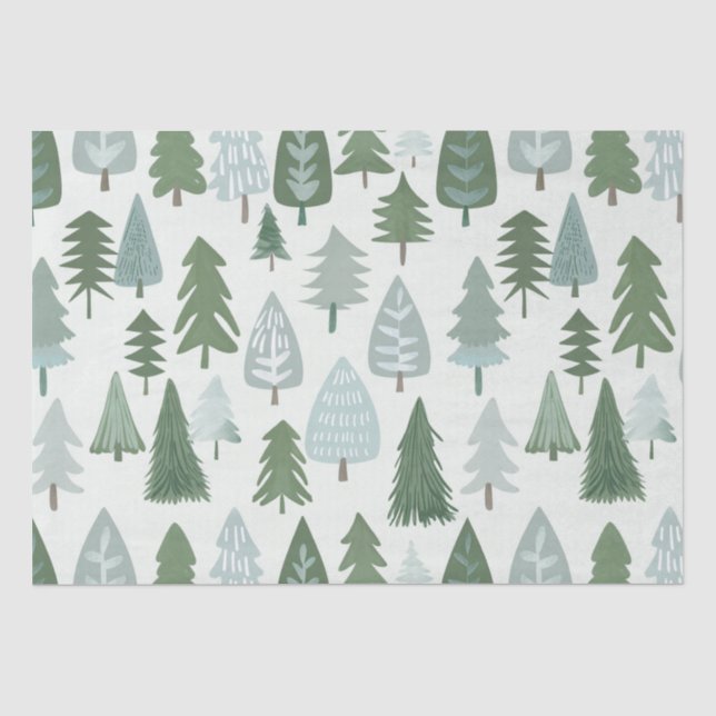 Papier Mousseline Arbres de Noël modernes (Recto)