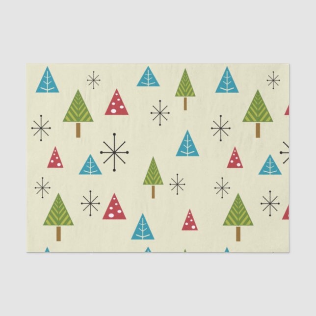 Papier Mousseline Arbres de Noël modernes du milieu du siècle (Recto)