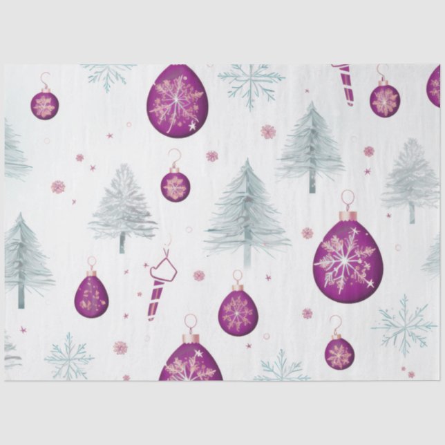 Papier Mousseline Arbres de Noël Ornements Snowflakes Noël (Recto)