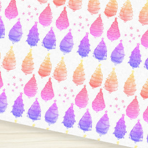 Papier Mousseline Arbres de Noël rose