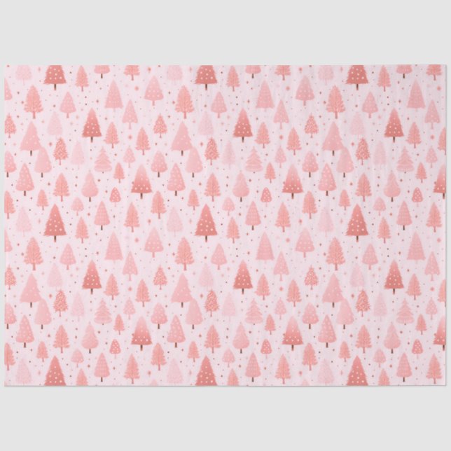 Papier Mousseline Arbres de Noël roses Étoiles Noël (Recto)