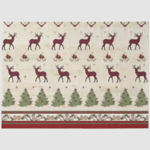 Papier Mousseline Arbres de Noël rustiques Bison des cerfs Plaid au