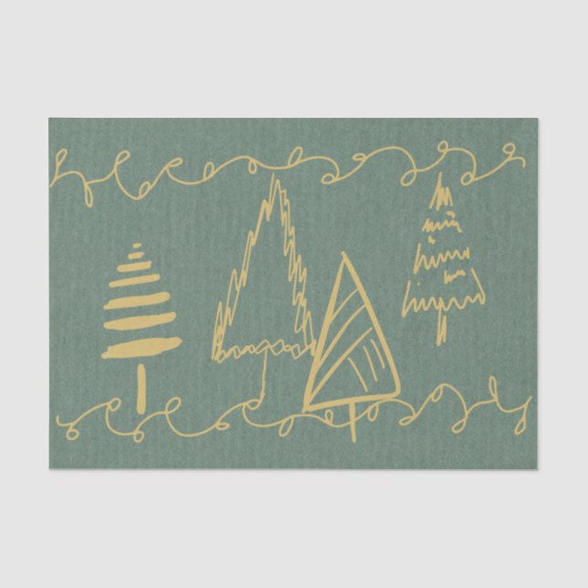 Papier Mousseline Arbres de vacances d'or (Recto)