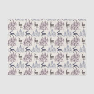 Papier Mousseline Arbres d'hiver et cerfs sauvages