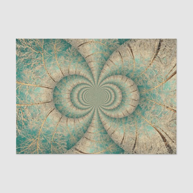 Papier Mousseline Arbres forestiers Vert hiver Brown Bois (Recto)