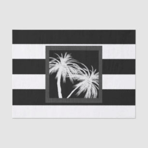 Papier Mousseline Arbres Palmiers Tropicaux Noir Blanc Moderne Chic