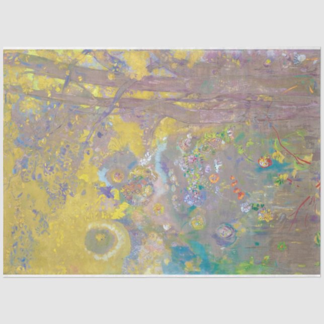 Papier Mousseline Arbres sur Arrière - plan Jaune, Redon (Recto)