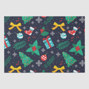 Papier Mousseline Arbres verts de Noël, Flakes, Motif des bas