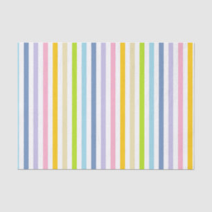 Papier Mousseline Arc-en-ciel en pastel vertical et rayures blanches
