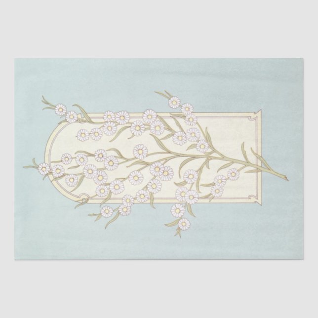 Papier Mousseline Arche Fleur Faisy Turquoise Découpage bleu (Recto)