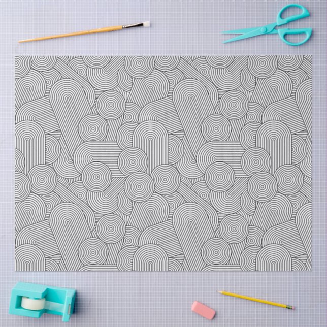 Papier Mousseline Arche géométrique moderne du milieu du siècle Noir (Artisanat)
