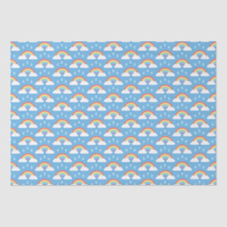 Papier Mousseline Arcs-en-ciel et gouttes-à-gouttes sur bleu clair