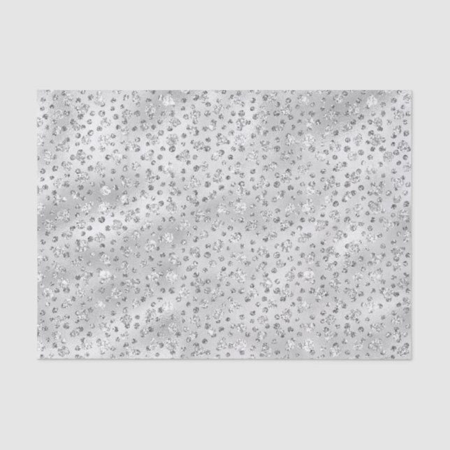 Papier Mousseline Argent gris Faux Parties scintillant Cheetah Spots (Recto)