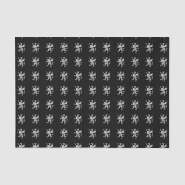 Papier Mousseline Argent Rampant Griffins Art gothique (Recto)