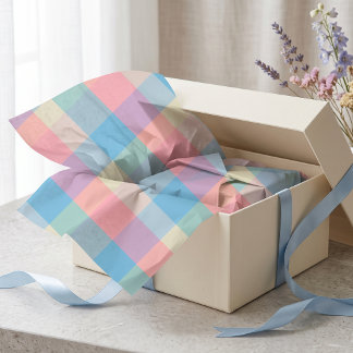 Papier Mousseline Argyle Pastel Rétro Rose Bleu Diamant Damier