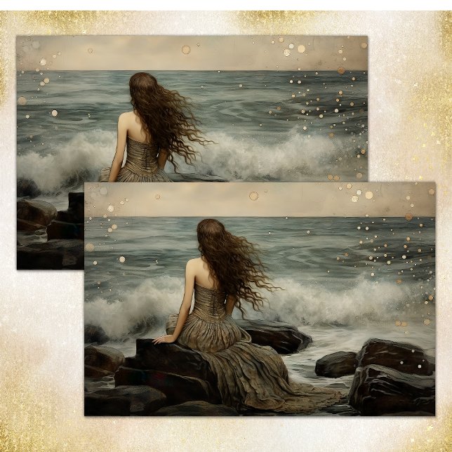 PAPIER MOUSSELINE ARIEL REGARDE LE PAPIER DE TISSU DÉCOUPAGE DE LA M (ARIEL LOOKS TO THE SEA DECOUPAGE TISSUE PAPER)