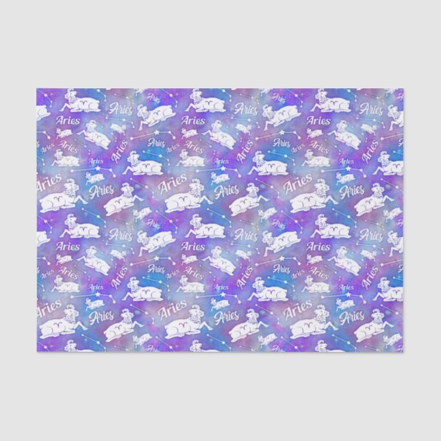 Papier Mousseline Aries Ram Constellation Étoiles Anniversaire Motif (Recto)