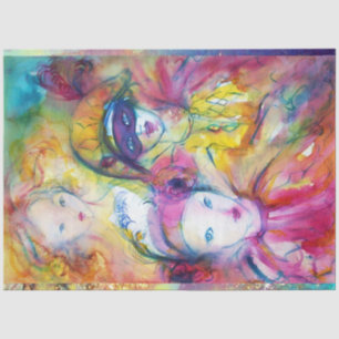 Papier Mousseline ARLECCHINO, PIERO, COLOMBINA MASQUERADE AquarELLE