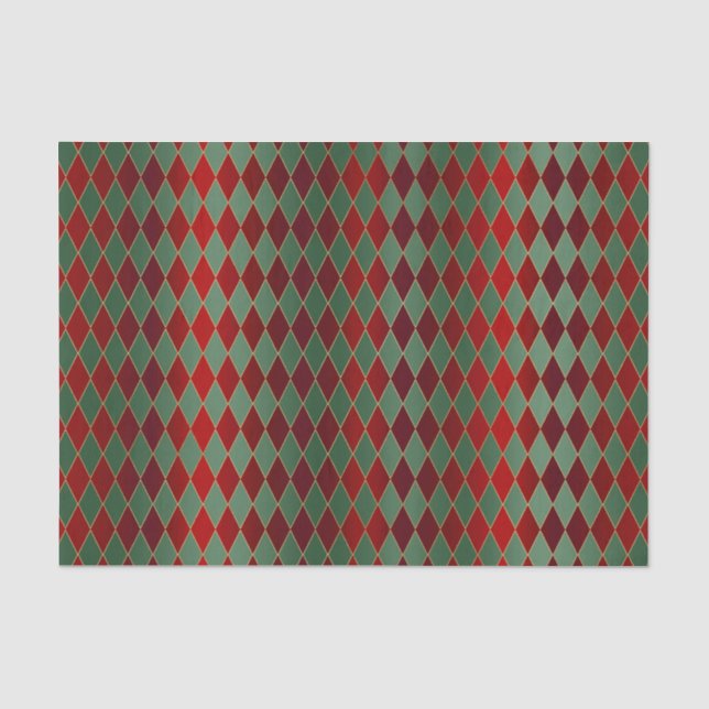 Papier Mousseline Arlequin vert rouge Noël (Recto)