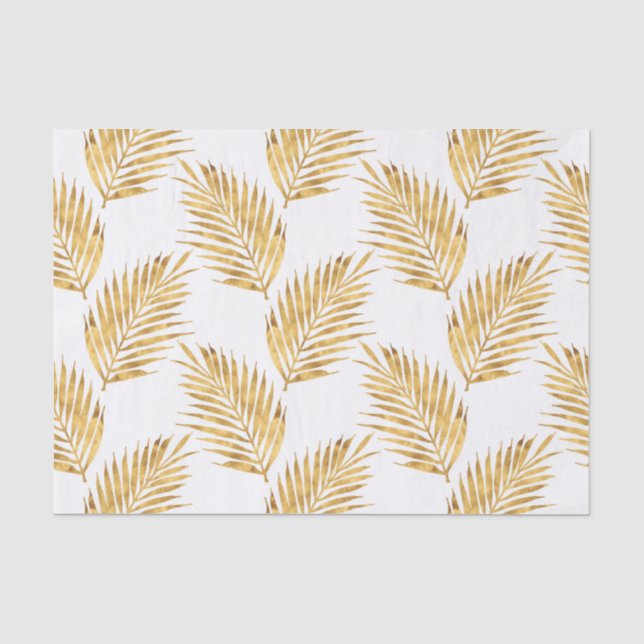 Papier Mousseline Armature de palme d'aquarelle or (Recto)
