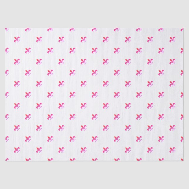 Papier Mousseline Arrière - plan blanc avec fleur de Lis rose (Recto)