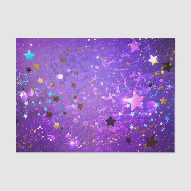 Papier Mousseline Arrière - plan de feuille violet avec étoiles (Recto)