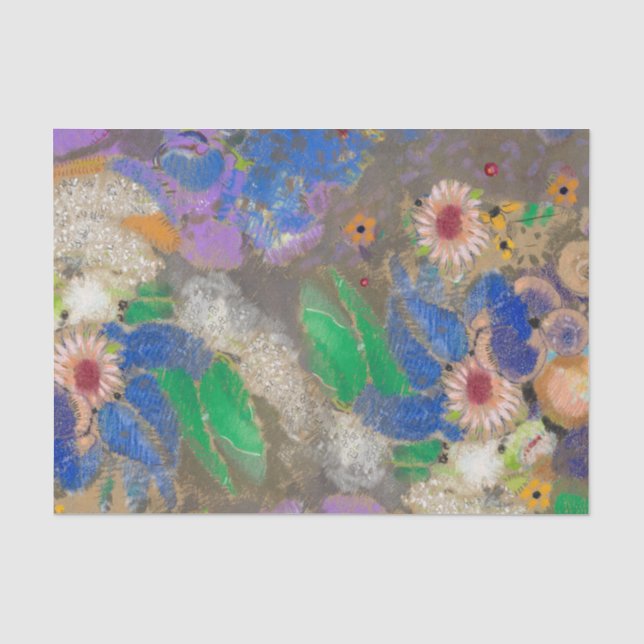 Papier Mousseline Arrière - plan de fleurs abstrait d'Odilon Redon. (Recto)