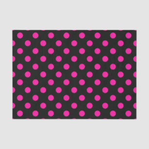 Papier Mousseline Arrière - plan noir Pois roses