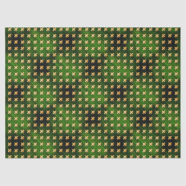 Papier Mousseline Arrière - plan noir & vert avec fleur de Lis or (Recto)