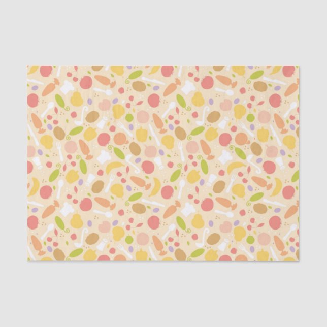 Papier Mousseline Arrière - plan végétarien de motif de cuisine (Recto)