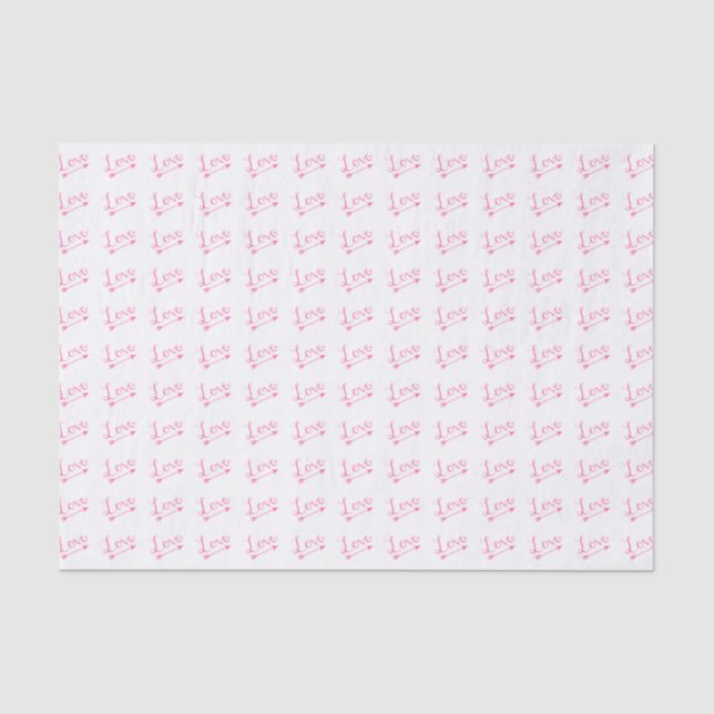 Papier Mousseline Arrow d'amour rose et blanc Saint Valentin (Recto)