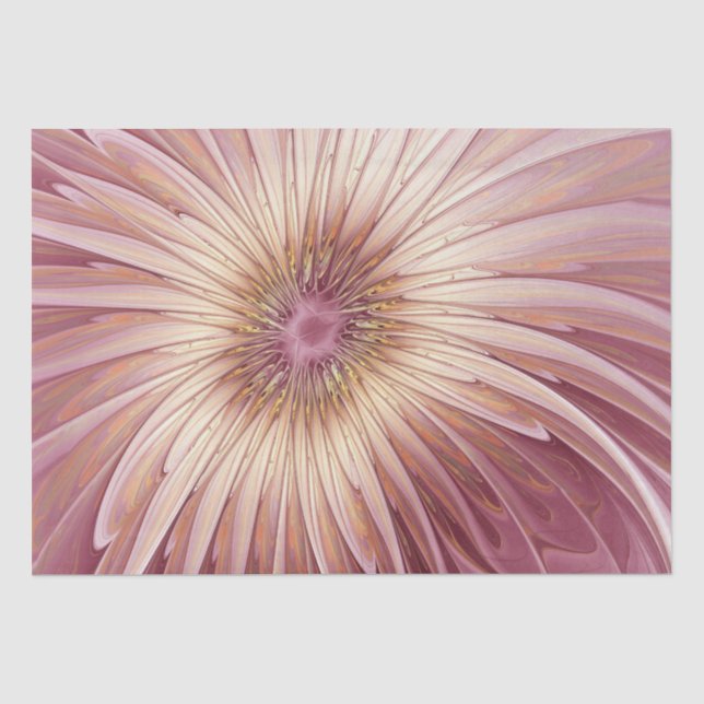 Papier Mousseline Art Abstrait Fractal Fleur & Tons de Bourgogne (Recto)