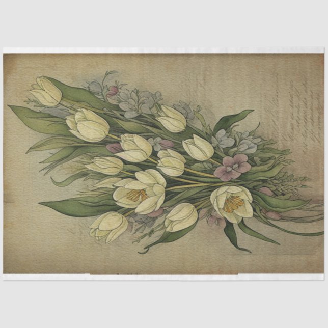 Papier Mousseline Art ancien de la Tulipe blanche (Recto)