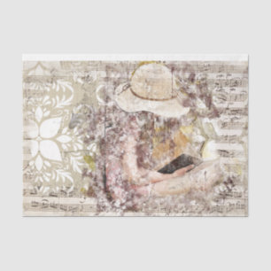 Papier Mousseline Art Collage Girl Music 26 Découpage