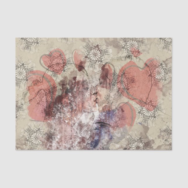 Papier Mousseline Art Collage Hearts 24 Découpage (Recto)