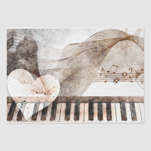 Papier Mousseline Art Collage Music Piano 30 Découpage (Recto)